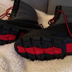 Polo by Ralph Lauren Black and Gray Winter Boots with Red Accents